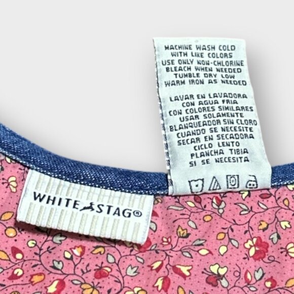 Vintage Womens Dress L Embroidery Floral Denim Maxi Pockets A-Line Retro Teacher - Picture 4 of 8